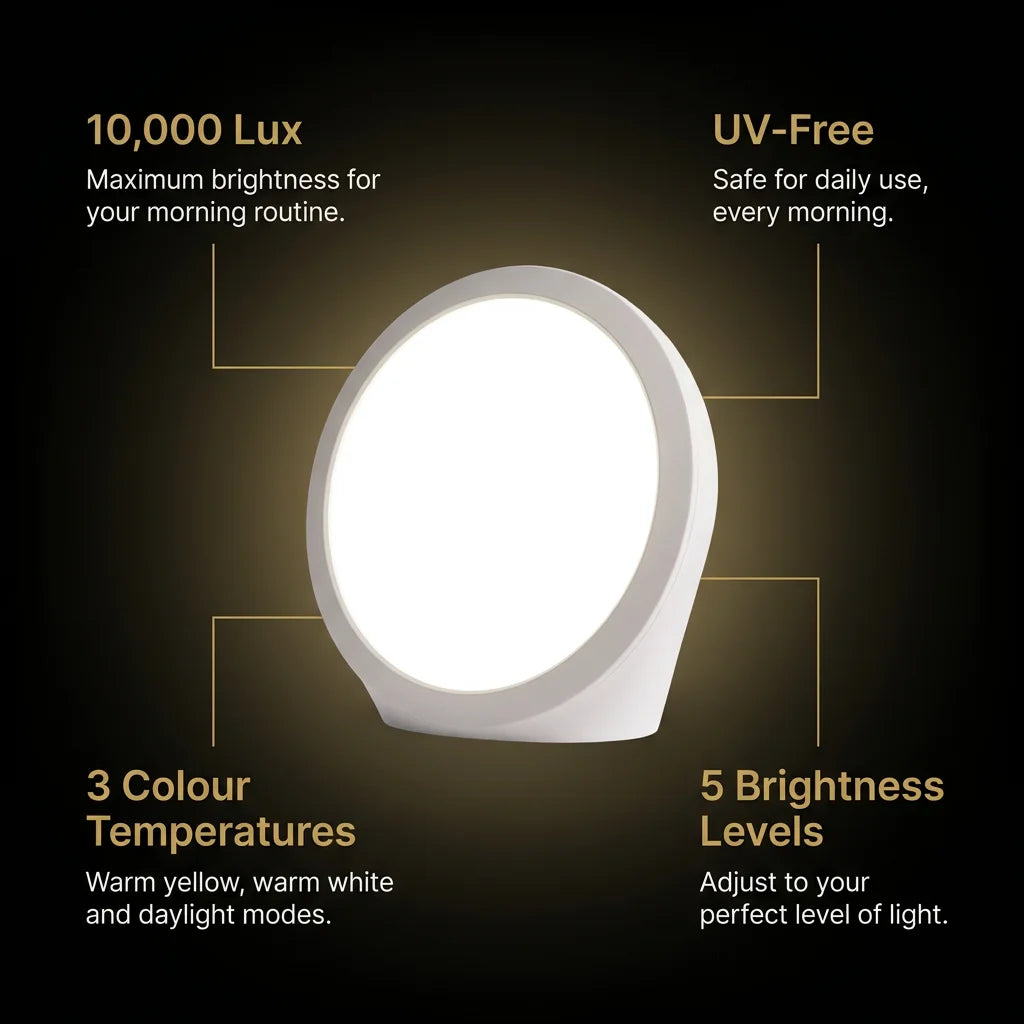 SAD Light Therapy Lamp – 10,000 Lux UV-Free Daylight Lamp for Winter